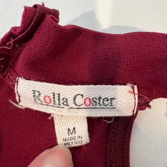 Rolla Coster Bodycon Halter Midi Dress Women's M Burgundy Wine Back Zip - Picture 3 of 7